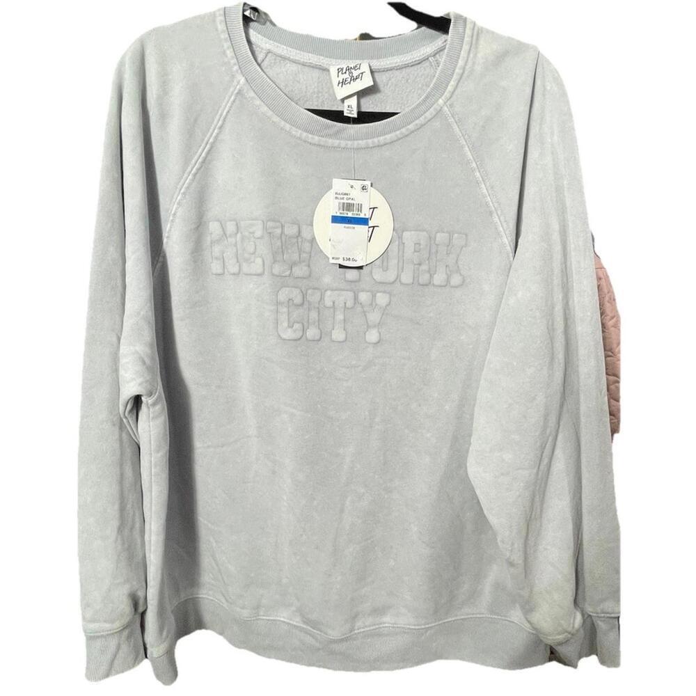 NWT Planet Heart Crewneck sweatshirt New York Blue Opal Sz XL